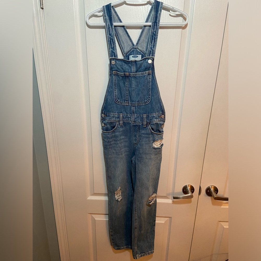 Girls Old Navy distressed Overalls size L (10)